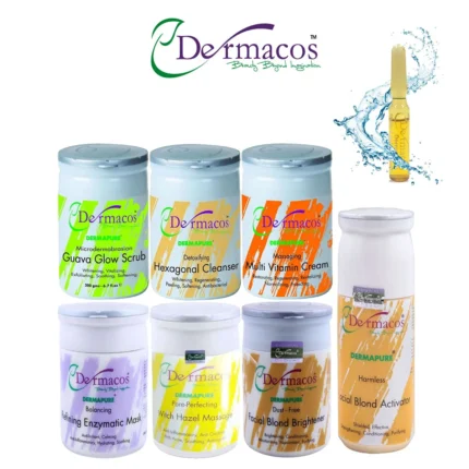 Dermacos Whitening Facial Kit Jars (200gm Each) Pack of 8 + FREE Skin Lightning Ampoule (2ml)